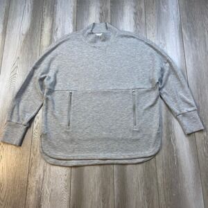 Varley Sweatshirt Womens Medium Gray Bay Sweat DoubleSoft Zip Pockets Athleisure